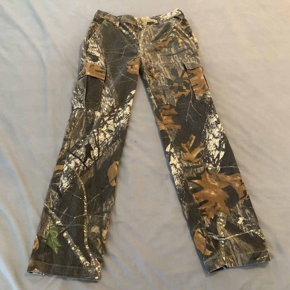 Mossy Oak Pants Mens 30x29 Brown Camo Cargo Adjustable Waist Hunting Outdoor‎